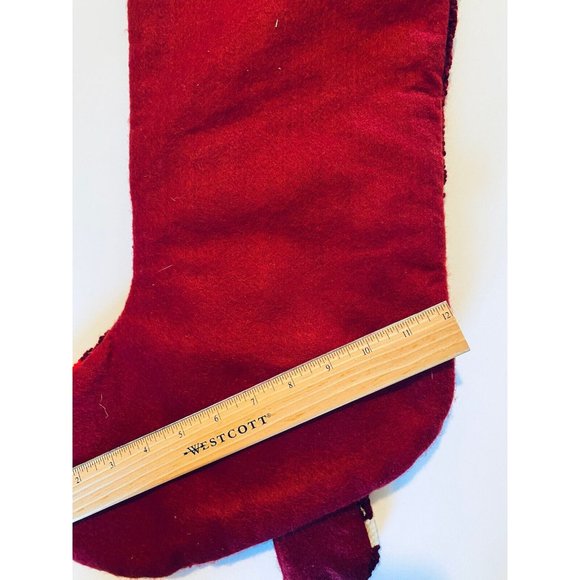 Sugar Plum Dreams Snowman Face Chenille Christmas Stocking Red White 19” - Picture 6 of 8